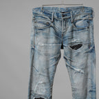 STRUM × DeeTA ストラム コラボ / 16AW JEFFLY PUNK & ROCK SLIM  クラッシュ＆リペア加工 デニムパンツ / DTA-004D / size 30 (INDIGO) 123033-alm