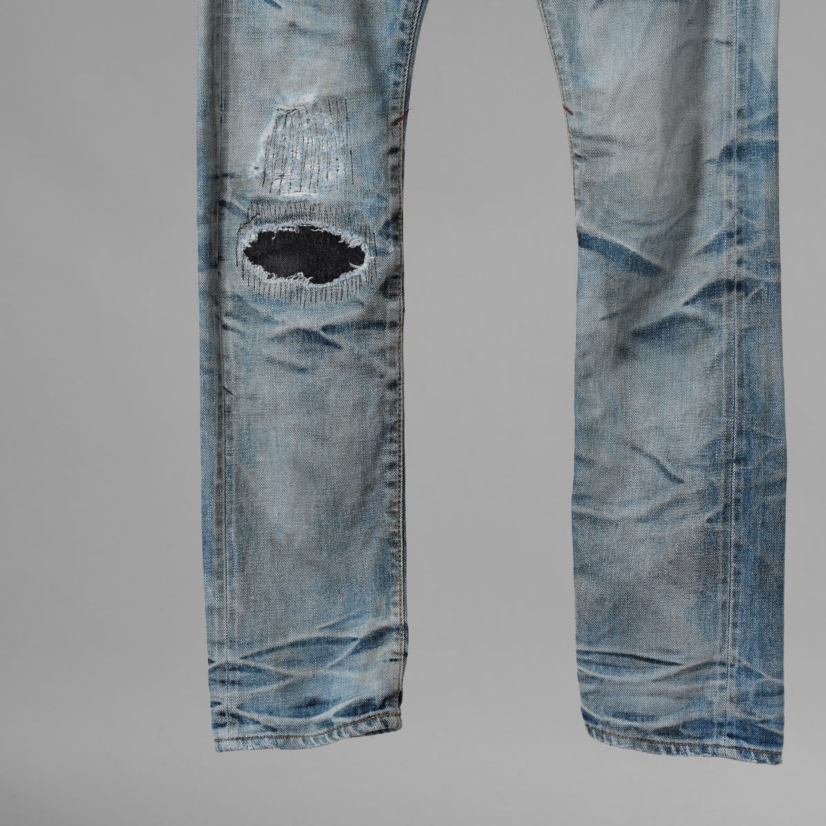 STRUM × DeeTA ストラム コラボ / 16AW JEFFLY PUNK & ROCK SLIM  クラッシュ＆リペア加工 デニムパンツ / DTA-004D / size 30 (INDIGO) 123033-alm