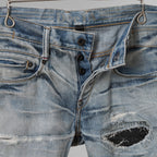 STRUM × DeeTA ストラム コラボ / 16AW JEFFLY PUNK & ROCK SLIM  クラッシュ＆リペア加工 デニムパンツ / DTA-004D / size 30 (INDIGO) 123033-alm