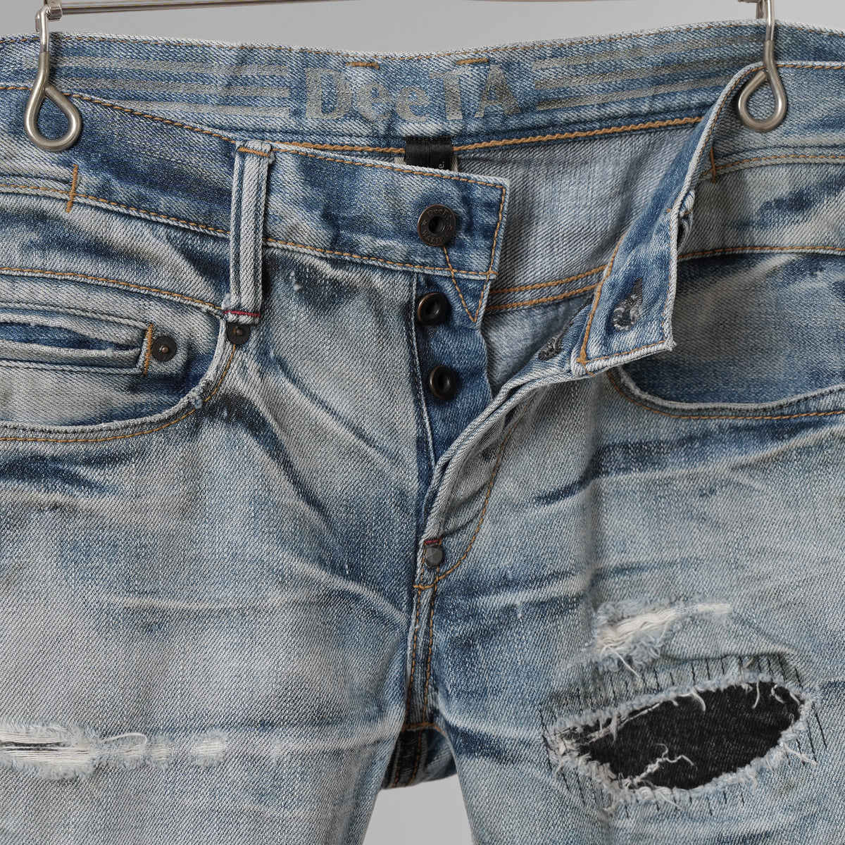 STRUM × DeeTA ストラム コラボ / 16AW JEFFLY PUNK & ROCK SLIM  クラッシュ＆リペア加工 デニムパンツ / DTA-004D / size 30 (INDIGO) 123033-alm