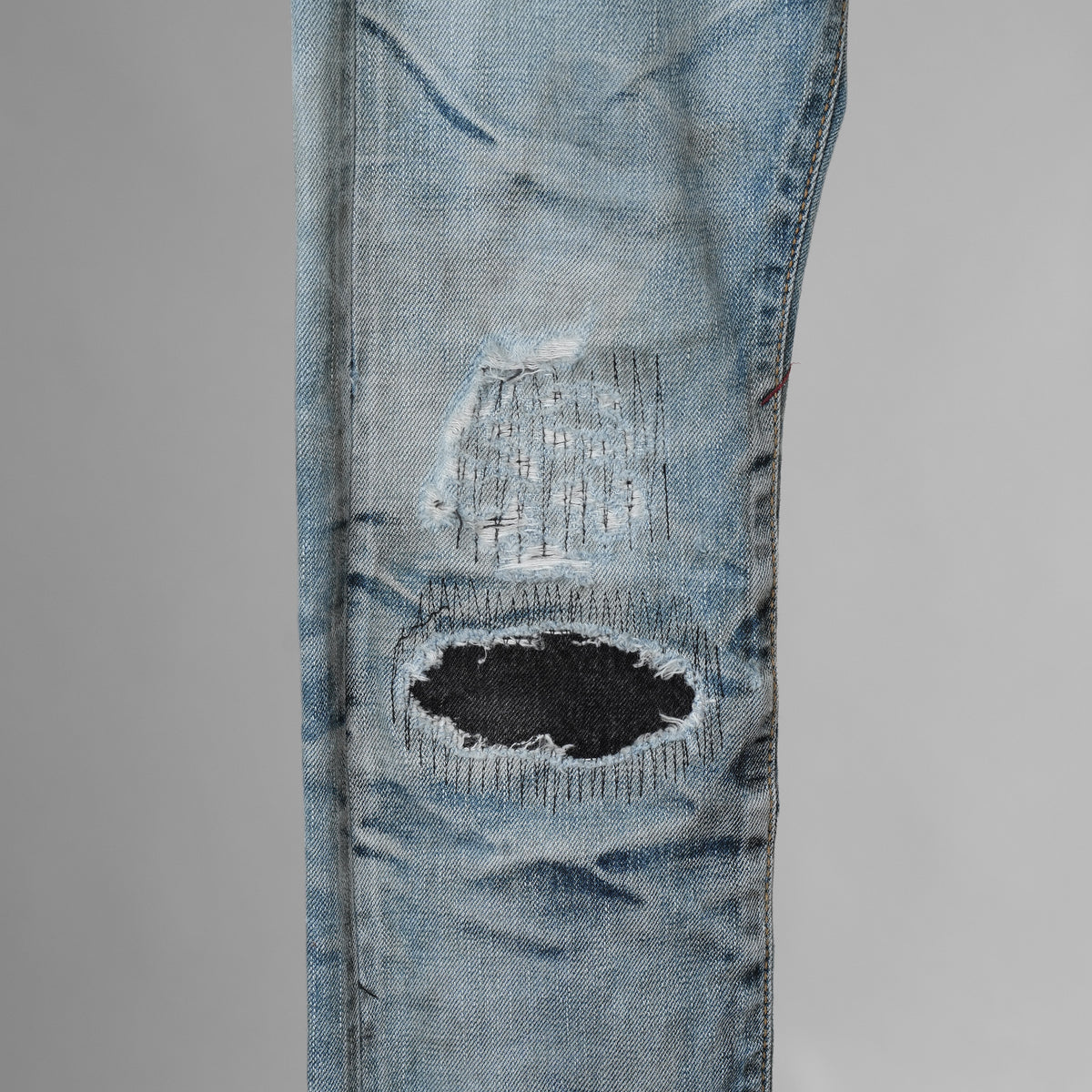 STRUM × DeeTA ストラム コラボ / 16AW JEFFLY PUNK & ROCK SLIM  クラッシュ＆リペア加工 デニムパンツ / DTA-004D / size 30 (INDIGO) 123033-alm