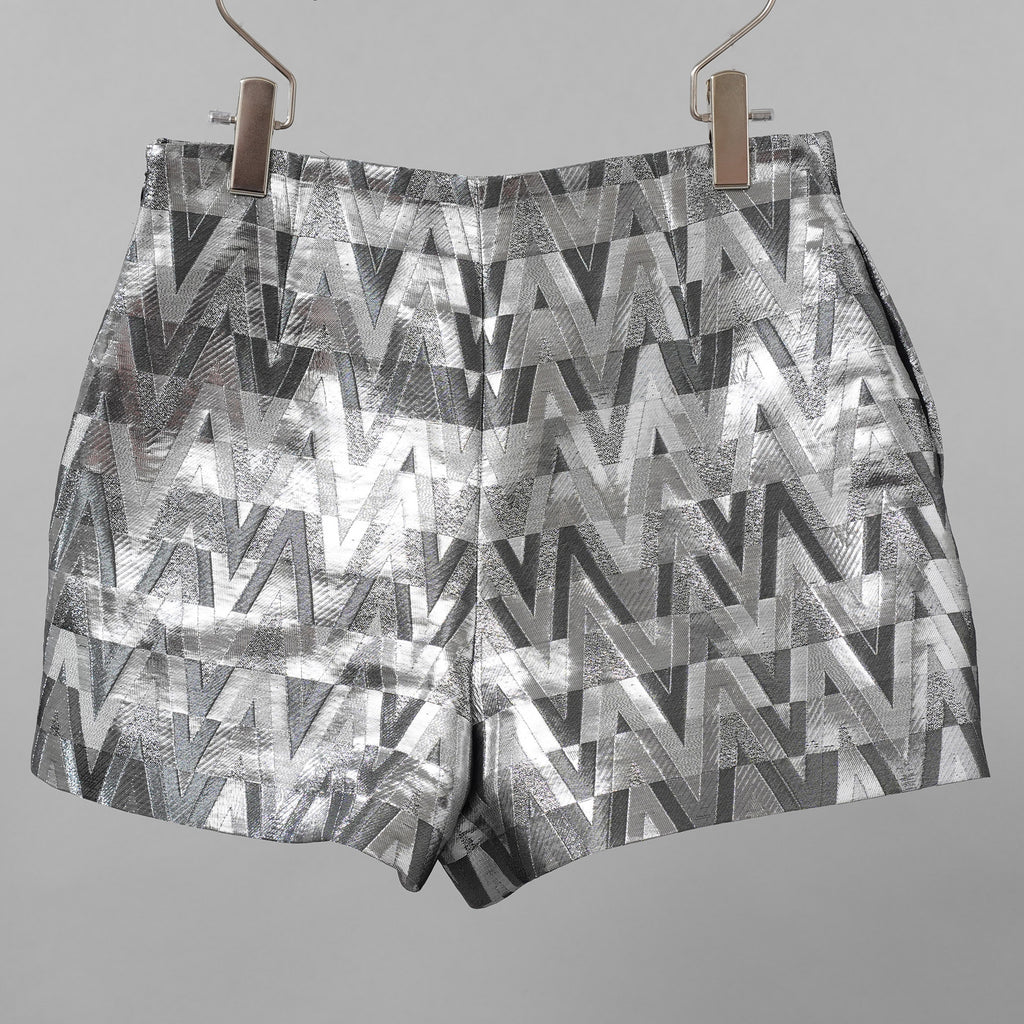 VALENTINO ヴァレンティノ / 22SS ルレックス Vオプティカル ジャカード ショーツ / XB3RF1V66UM / size 42 (SILVER) レディース