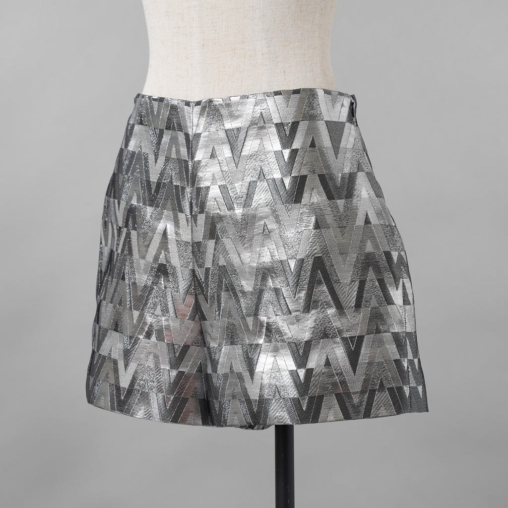 VALENTINO ヴァレンティノ / 22SS ルレックス Vオプティカル ジャカード ショーツ / XB3RF1V66UM / size 42 (SILVER) レディース