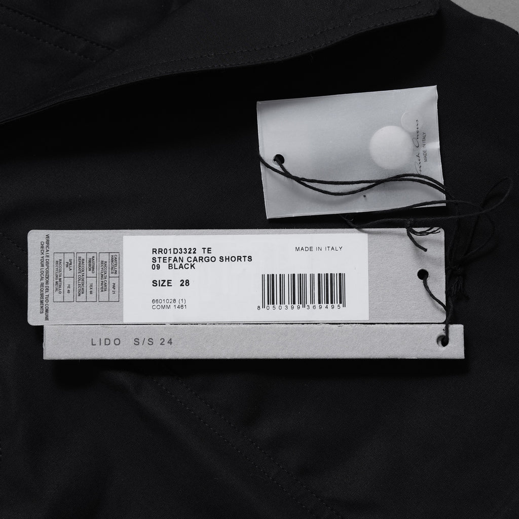 Rick Owens リックオウエンス / 24SS LIDO / STEFAN CARGO SHORTS BLACK ショート パンツ / RR01D3322 TE 09 / size 28 (BLACK)