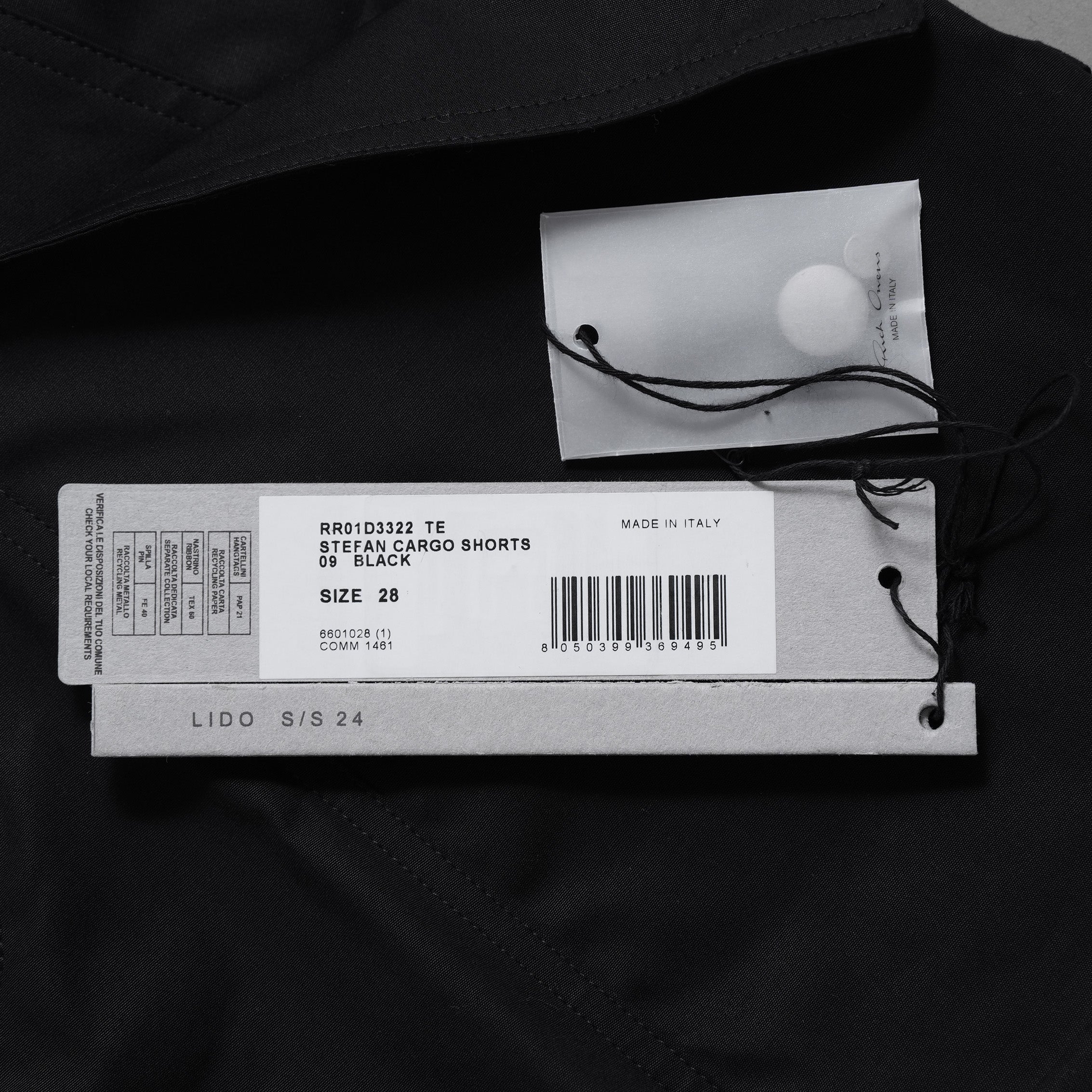Rick Owens リックオウエンス / 24SS LIDO / STEFAN CARGO SHORTS BLACK ショート パンツ / RR01D3322 TE 09 / size 28 (BLACK)