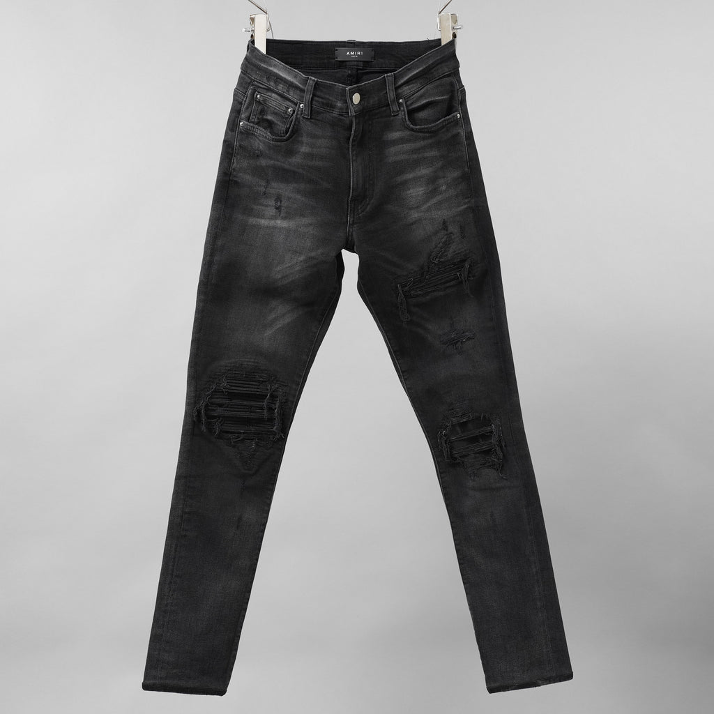 AMIRI アミリ / MX1 クラッシュ加工 ストレッチ スキニーデニム パンツ / size 28 (FADE BLACK)