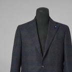 LARDINI ラルディーニ / 美品 3つボタン段返り ウール ブルーチェック ジャケット / JN0526AQ / size 46 (BLUE) 352120-in-ue