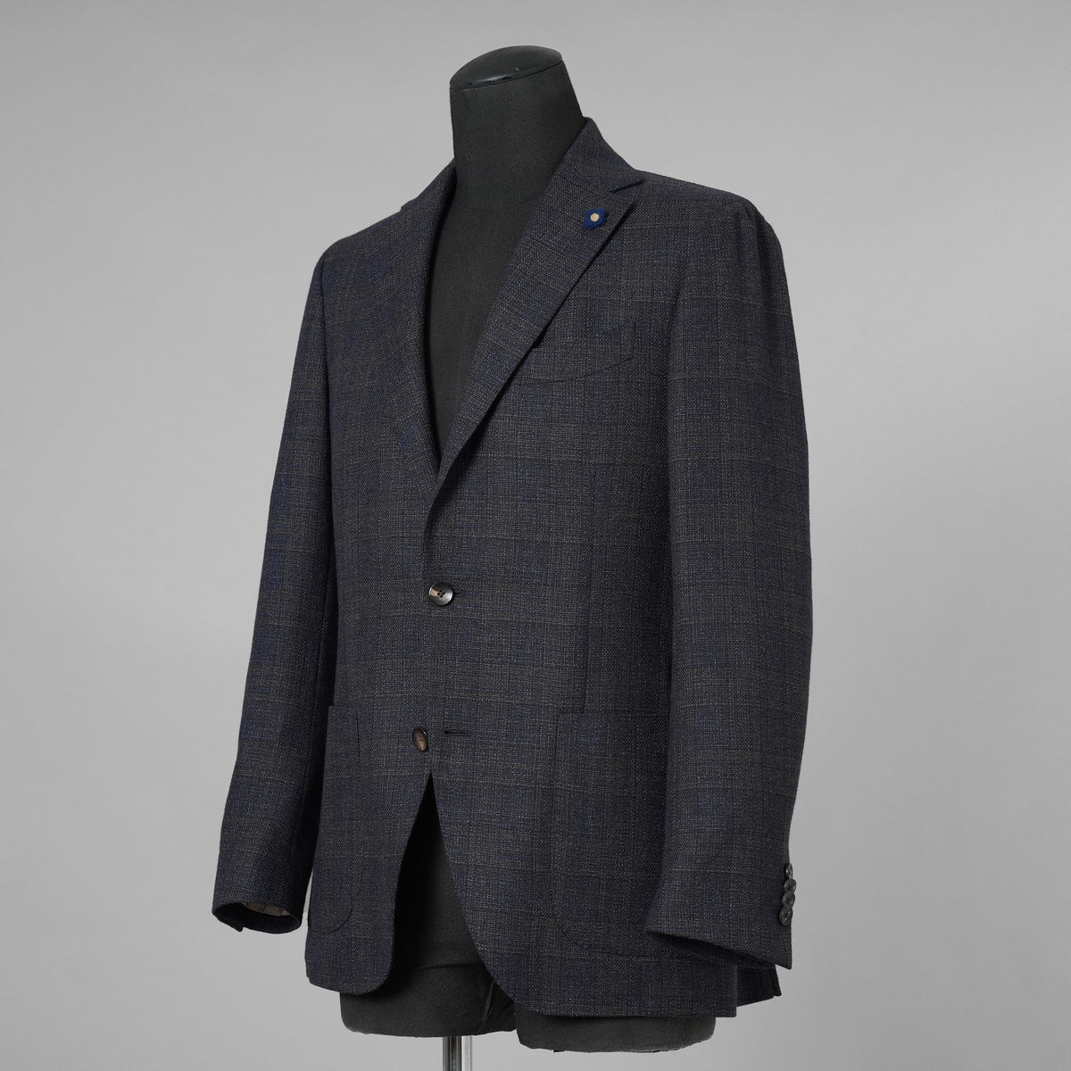 LARDINI ラルディーニ / 美品 3つボタン段返り ウール ブルーチェック ジャケット / JN0526AQ / size 46 (BLUE) 352120-in-ue