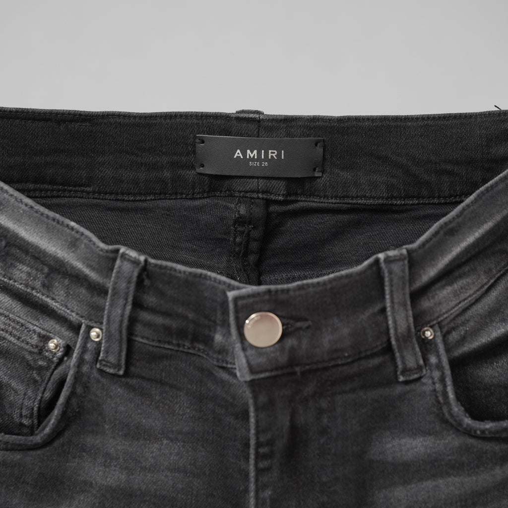AMIRI アミリ / MX1 クラッシュ加工 ストレッチ スキニーデニム パンツ / size 28 (FADE BLACK)