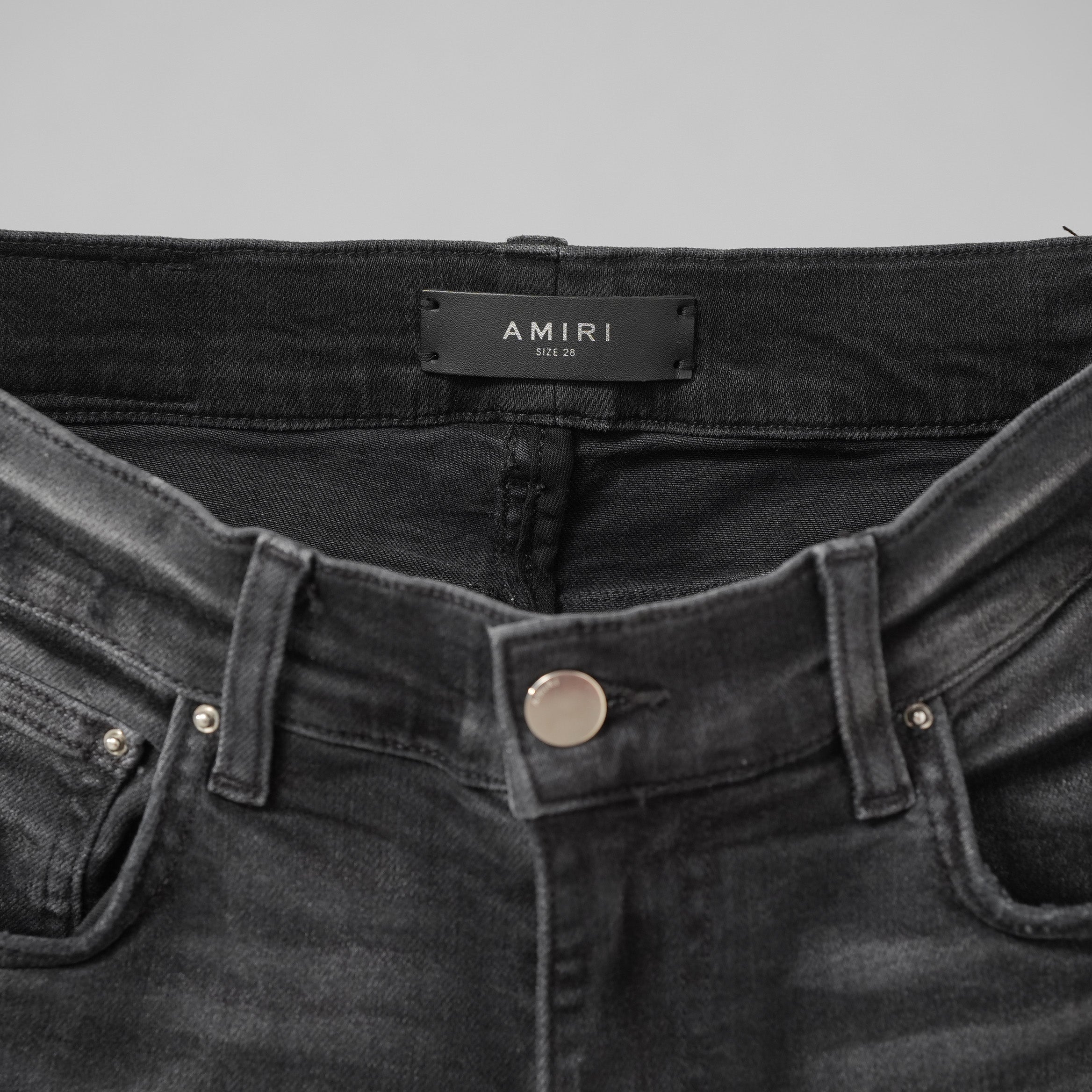 AMIRI アミリ / MX1 クラッシュ加工 ストレッチ スキニーデニム パンツ / size 28 (FADE BLACK)