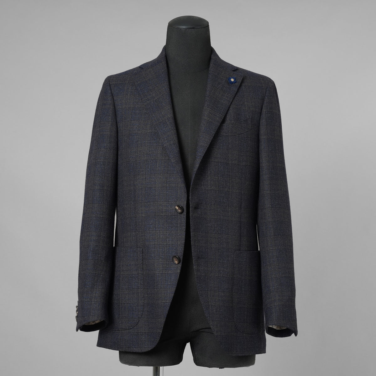 LARDINI ラルディーニ / 美品 3つボタン段返り ウール ブルーチェック ジャケット / JN0526AQ / size 46 (BLUE) 352120-in-ue