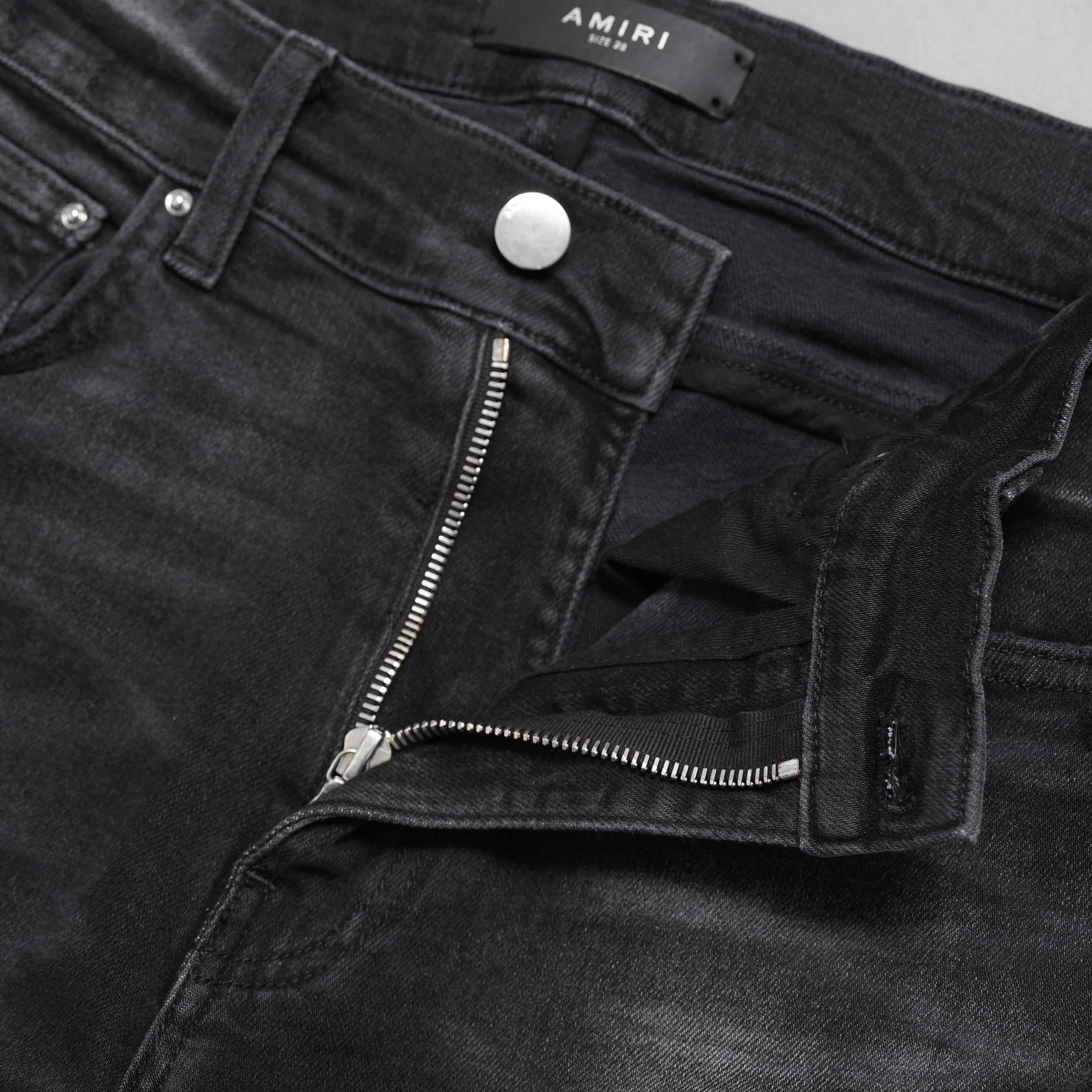 AMIRI アミリ / MX1 クラッシュ加工 ストレッチ スキニーデニム パンツ / size 28 (FADE BLACK)