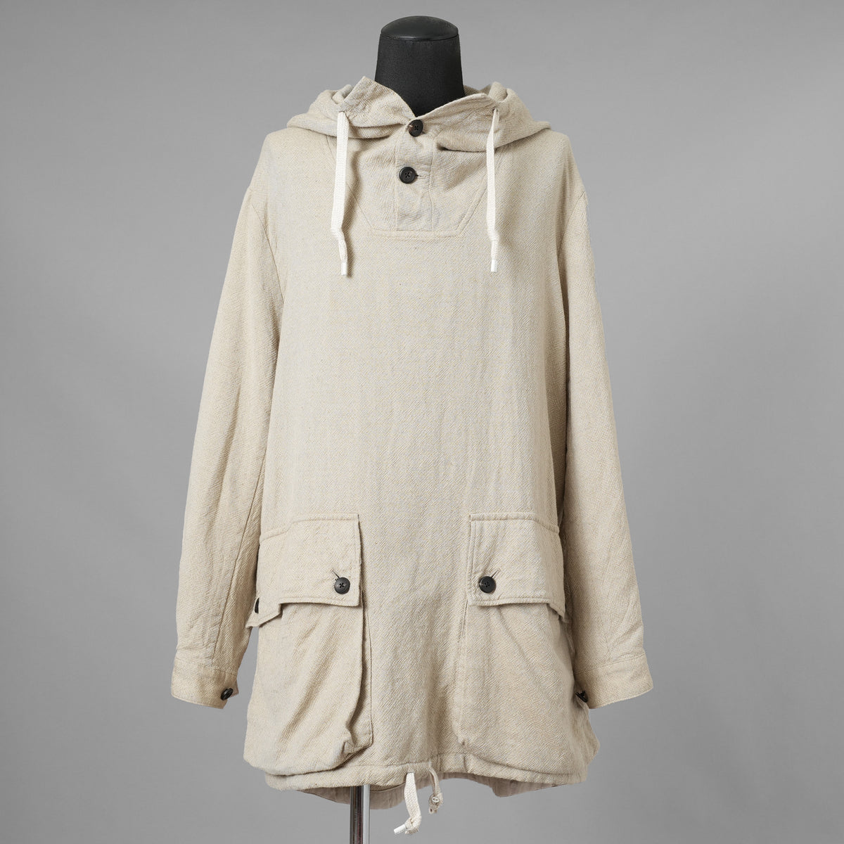 SUS-SOUSシュスー / 美品 20SS anorak middle coat ウール リネン アノラック ミドルコート パーカー / 03-SS00603 / size 7 (NATURAL)  123038-alm