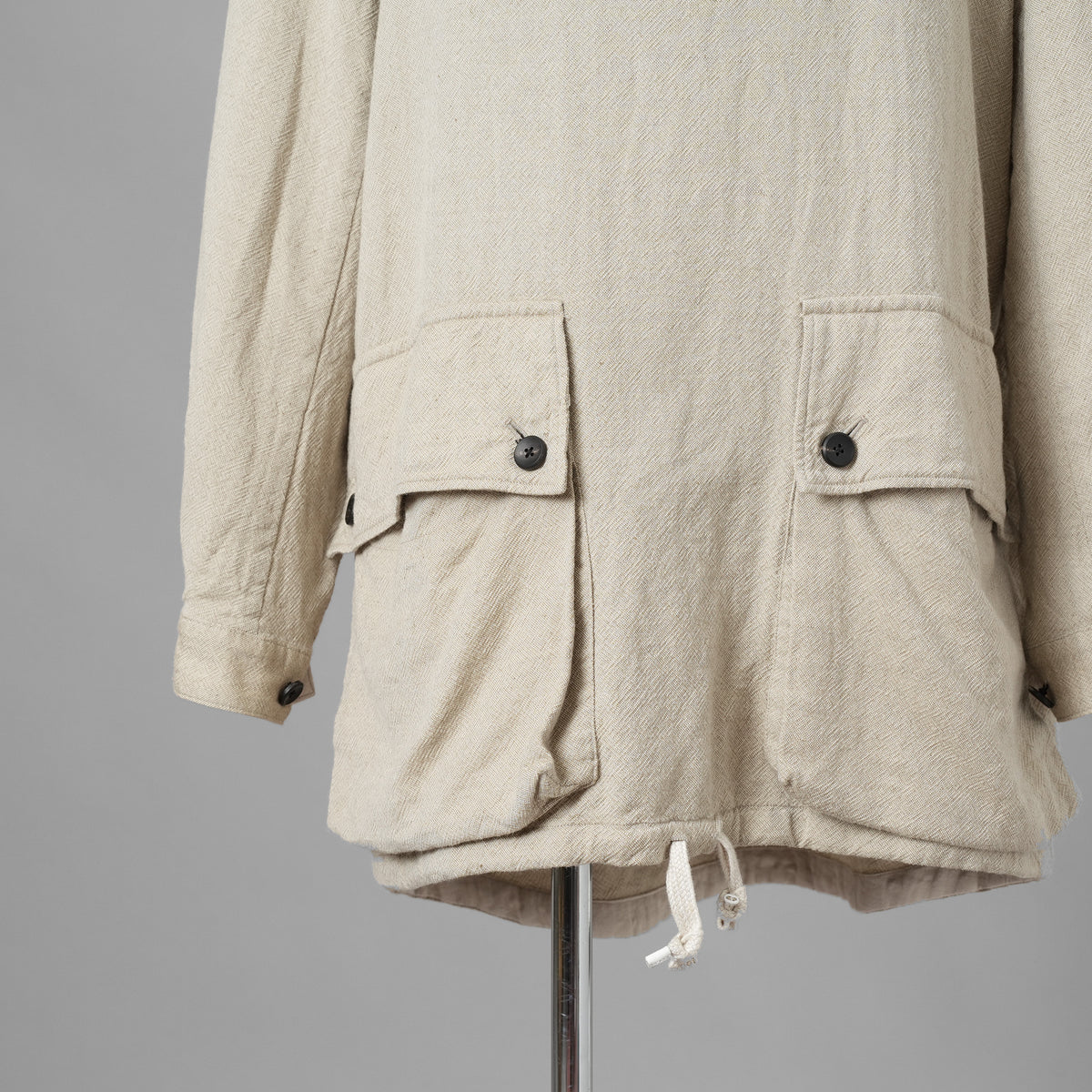 SUS-SOUSシュスー / 美品 20SS anorak middle coat ウール リネン アノラック ミドルコート パーカー / 03-SS00603 / size 7 (NATURAL)  123038-alm
