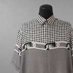 FENDI フェンディ / 美品 21SS FFチェーン柄 シルク 半袖シャツ/ ルーズフィット/ FS0795 AL2K /size 41 (BLACK x WHITE)