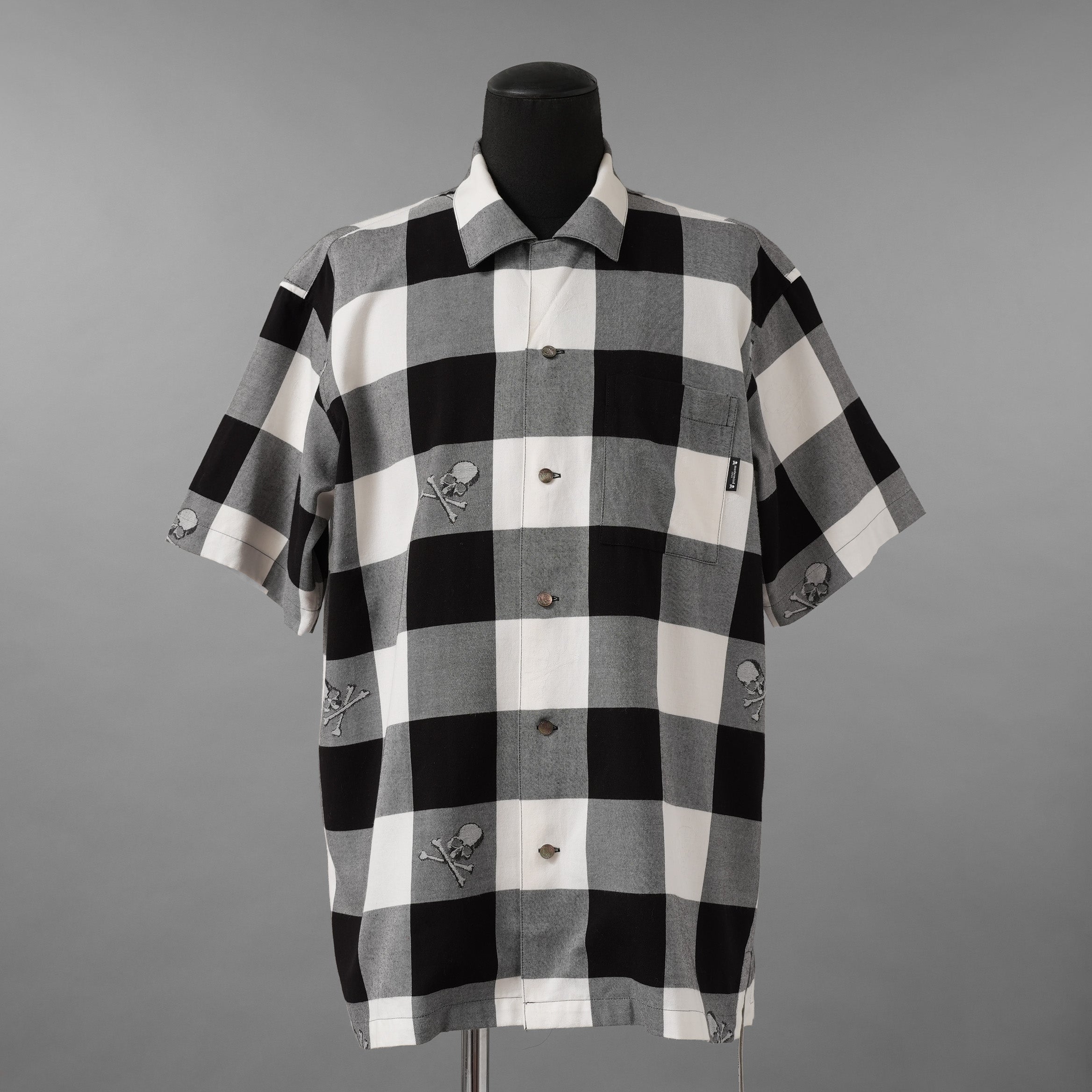 mastermind JAPAN マスターマインド ジャパン / 美品 20SS マスターシード ブロックチェック 開襟 半袖シャツ / MJ20E04-SH028-005 / size M (BLACK x WHITE)