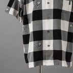 mastermind JAPAN マスターマインド ジャパン / 美品 20SS マスターシード ブロックチェック 開襟 半袖シャツ / MJ20E04-SH028-005 / size M (BLACK x WHITE)