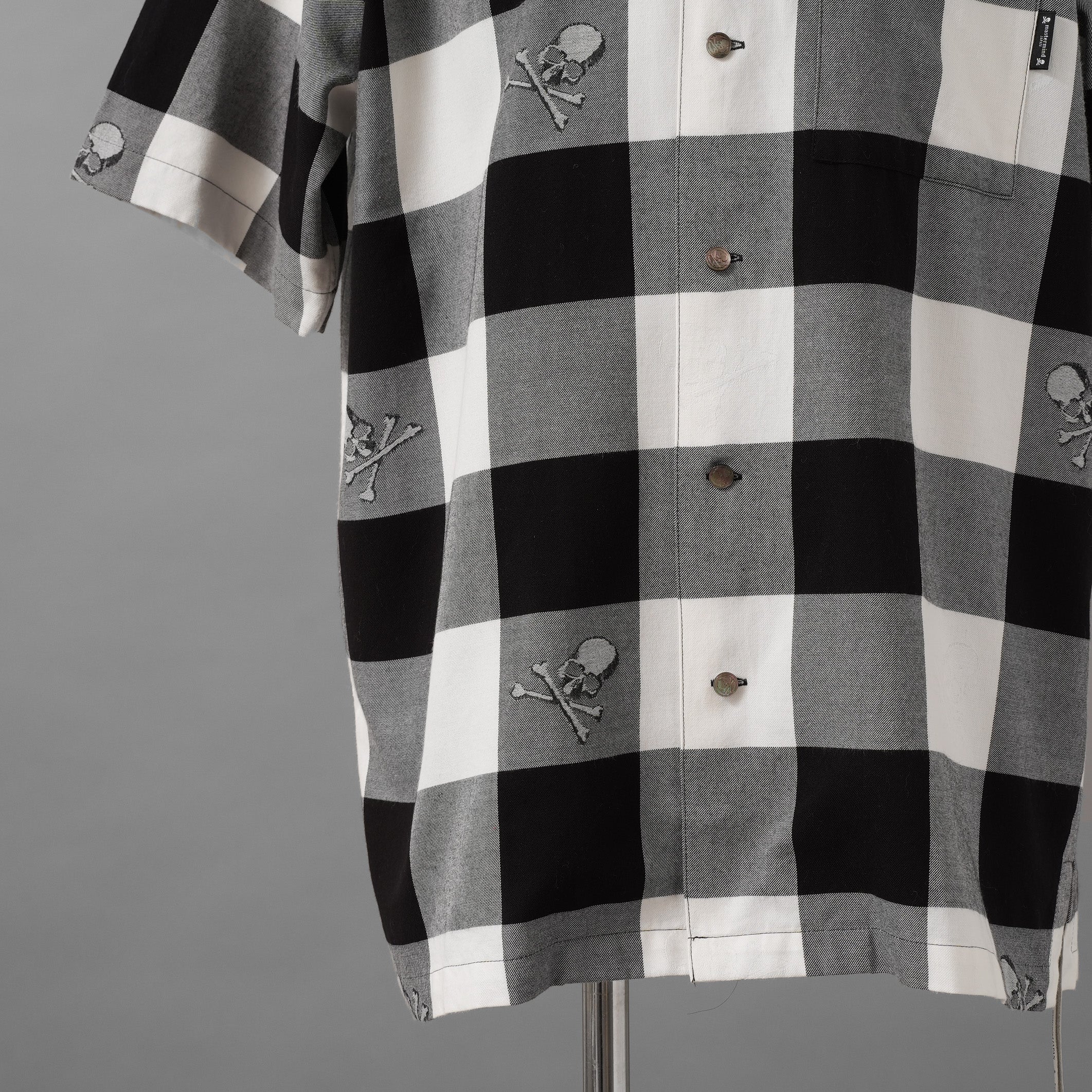 mastermind JAPAN マスターマインド ジャパン / 美品 20SS マスターシード ブロックチェック 開襟 半袖シャツ / MJ20E04-SH028-005 / size M (BLACK x WHITE)