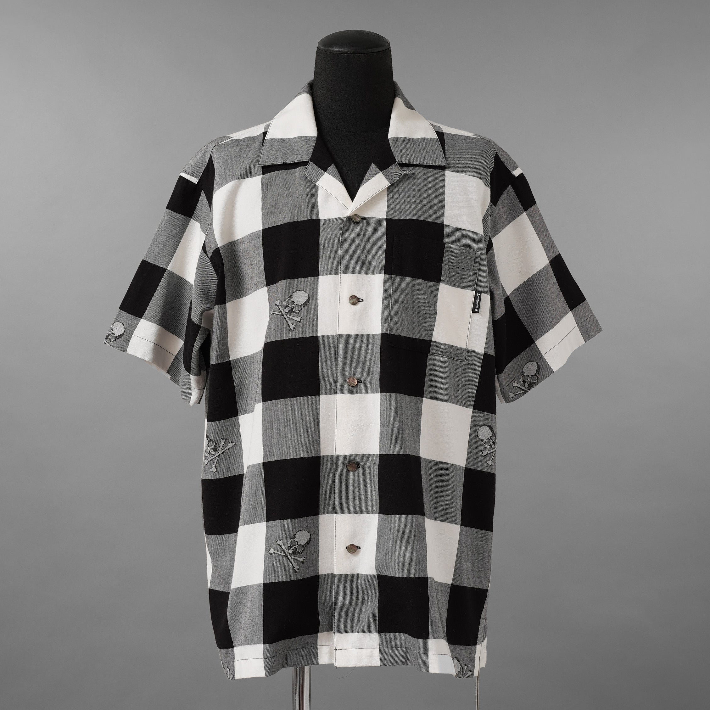 mastermind JAPAN マスターマインド ジャパン / 美品 20SS マスターシード ブロックチェック 開襟 半袖シャツ / MJ20E04-SH028-005 / size M (BLACK x WHITE)