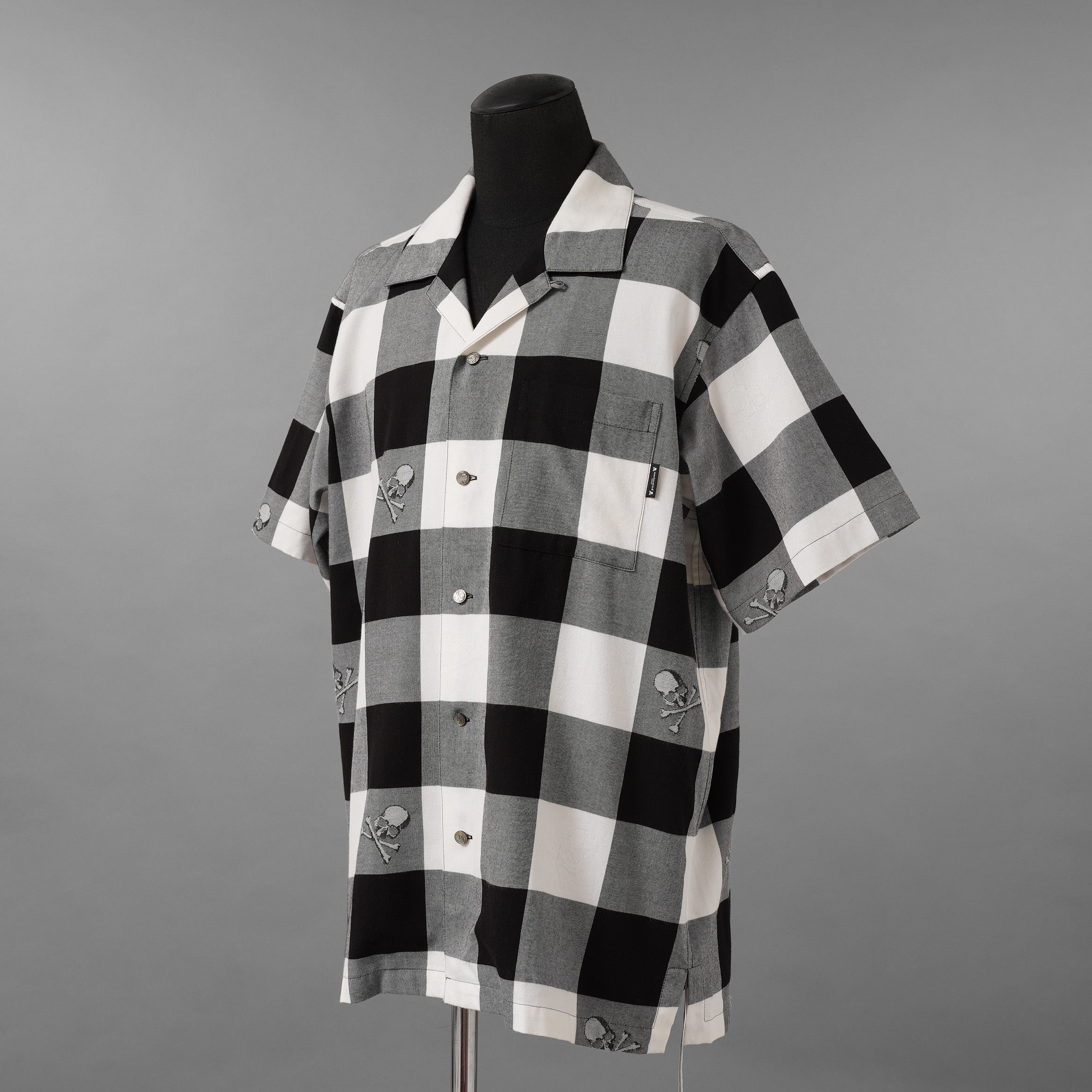 mastermind JAPAN マスターマインド ジャパン / 美品 20SS マスターシード ブロックチェック 開襟 半袖シャツ / MJ20E04-SH028-005 / size M (BLACK x WHITE)
