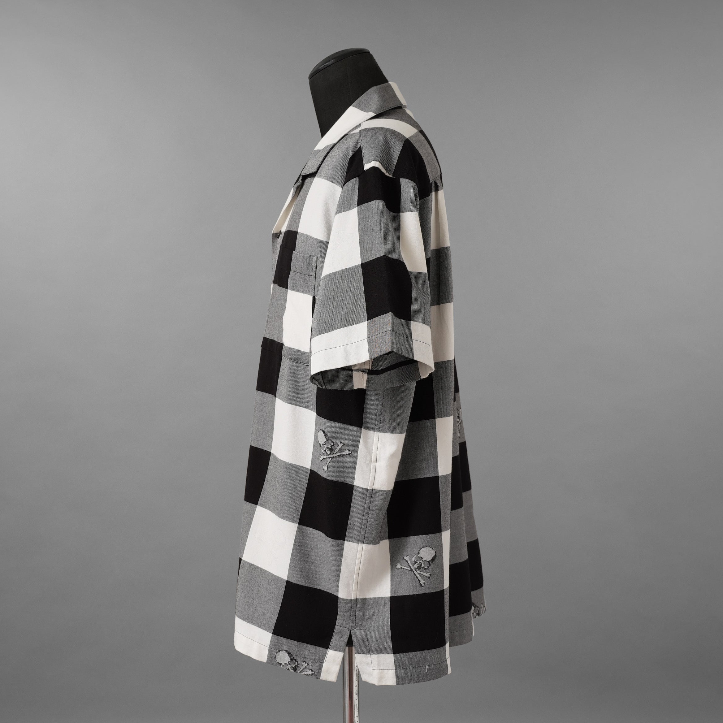 mastermind JAPAN マスターマインド ジャパン / 美品 20SS マスターシード ブロックチェック 開襟 半袖シャツ / MJ20E04-SH028-005 / size M (BLACK x WHITE)