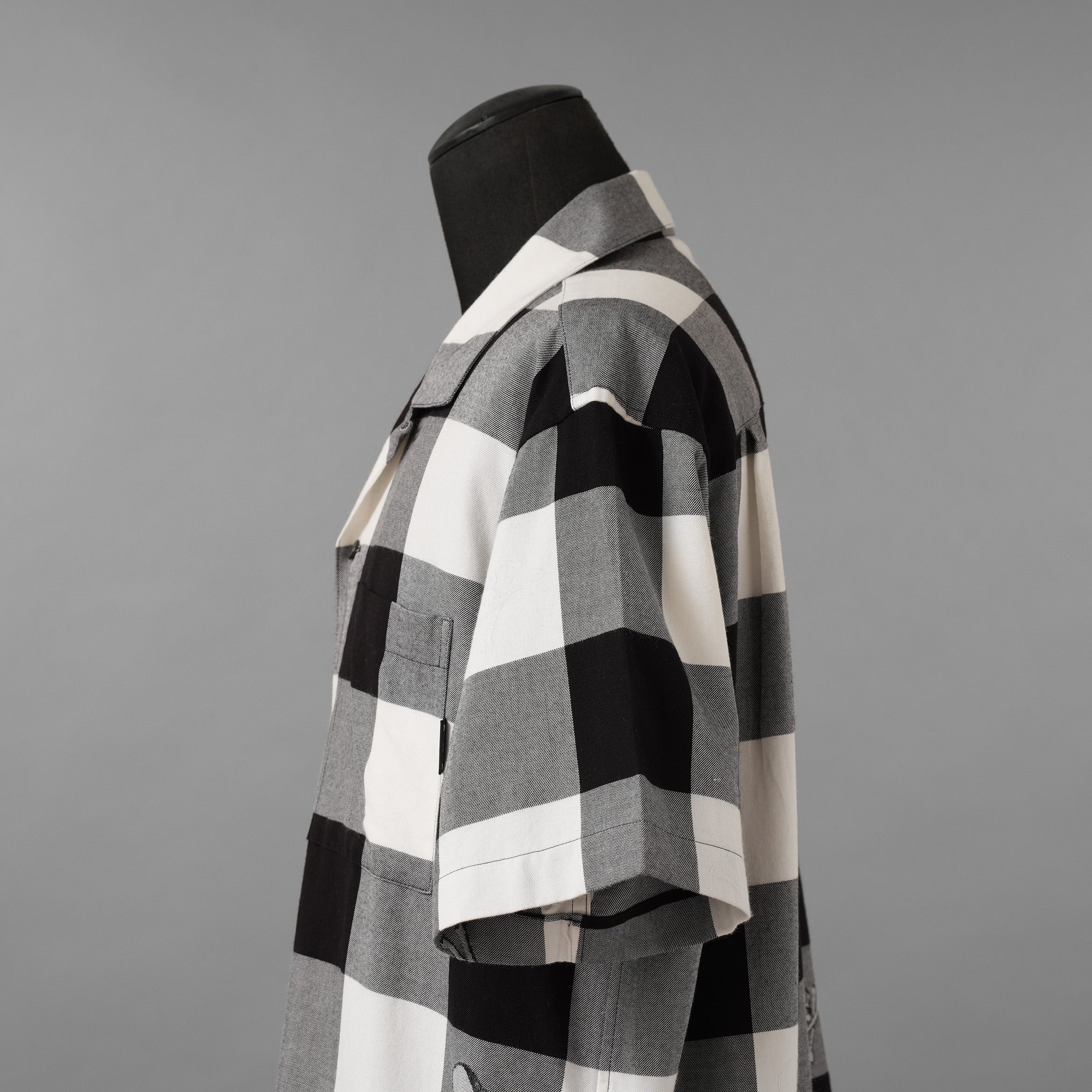 mastermind JAPAN マスターマインド ジャパン / 美品 20SS マスターシード ブロックチェック 開襟 半袖シャツ / MJ20E04-SH028-005 / size M (BLACK x WHITE)