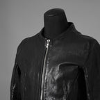incarnation インカネーション / 極美品 21AW HORSE LEATHER NO COLLAR ZIP/F MOTO #2 LINED JB-4 ホース オーバーロック レザージャケット / 12411-41487-NK-01 / size S (BLACK)