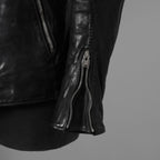 incarnation インカネーション / 極美品 21AW HORSE LEATHER NO COLLAR ZIP/F MOTO #2 LINED JB-4 ホース オーバーロック レザージャケット / 12411-41487-NK-01 / size S (BLACK)