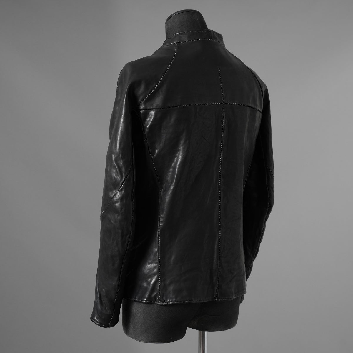 incarnation インカネーション / 極美品 21AW HORSE LEATHER NO COLLAR ZIP/F MOTO #2 LINED JB-4 ホース オーバーロック レザージャケット / 12411-41487-NK-01 / size S (BLACK)