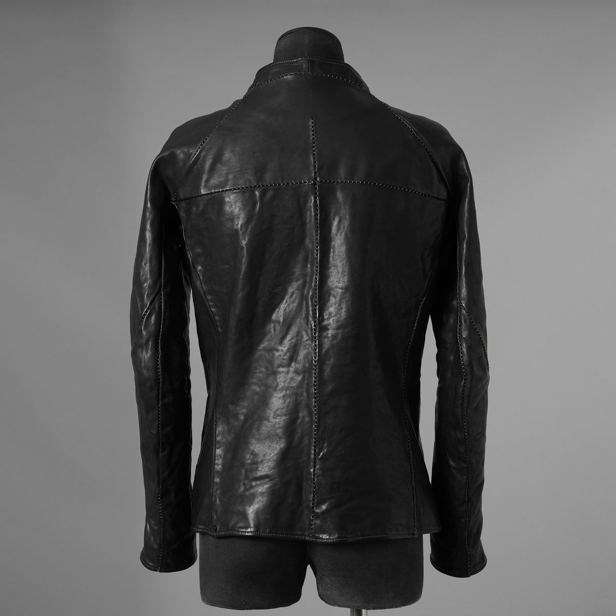 incarnation インカネーション / 極美品 21AW HORSE LEATHER NO COLLAR ZIP/F MOTO #2 LINED JB-4 ホース オーバーロック レザージャケット / 12411-41487-NK-01 / size S (BLACK)