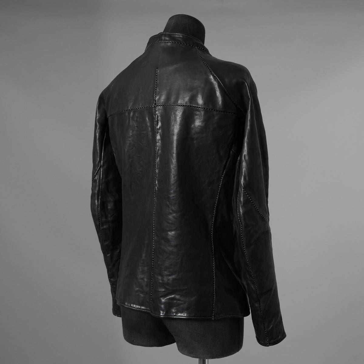 incarnation インカネーション / 極美品 21AW HORSE LEATHER NO COLLAR ZIP/F MOTO #2 LINED JB-4 ホース オーバーロック レザージャケット / 12411-41487-NK-01 / size S (BLACK)