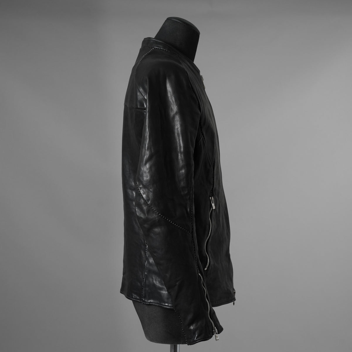 incarnation インカネーション / 極美品 21AW HORSE LEATHER NO COLLAR ZIP/F MOTO #2 LINED JB-4 ホース オーバーロック レザージャケット / 12411-41487-NK-01 / size S (BLACK)