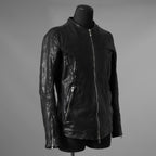 incarnation インカネーション / 極美品 21AW HORSE LEATHER NO COLLAR ZIP/F MOTO #2 LINED JB-4 ホース オーバーロック レザージャケット / 12411-41487-NK-01 / size S (BLACK)