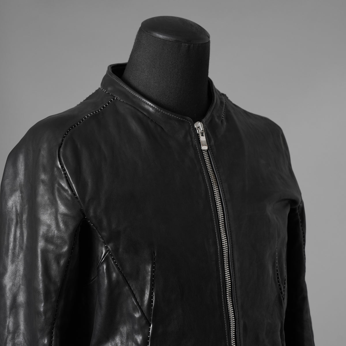 incarnation インカネーション / 極美品 21AW HORSE LEATHER NO COLLAR ZIP/F MOTO #2 LINED JB-4 ホース オーバーロック レザージャケット / 12411-41487-NK-01 / size S (BLACK)