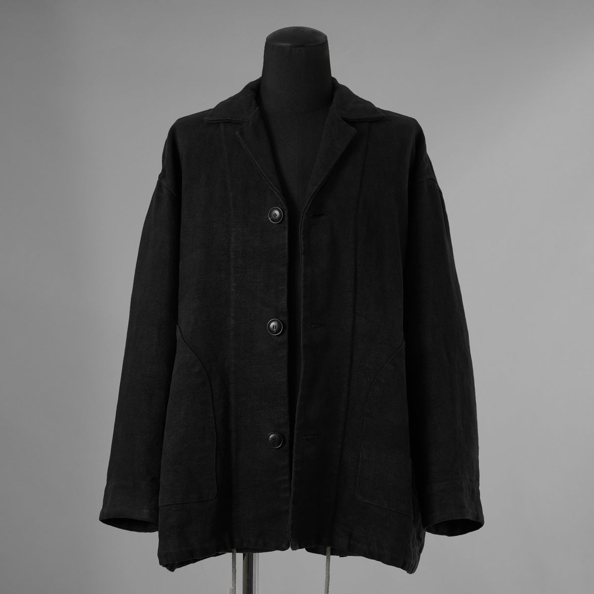 新品 BIEK VERSTAPPEN ビーク フェルスタッペン / 25SS Heavy Belgian Stone Washed Linen Blouson Coat コート / CO06B-U / size S (CARBONE) 123041-alm