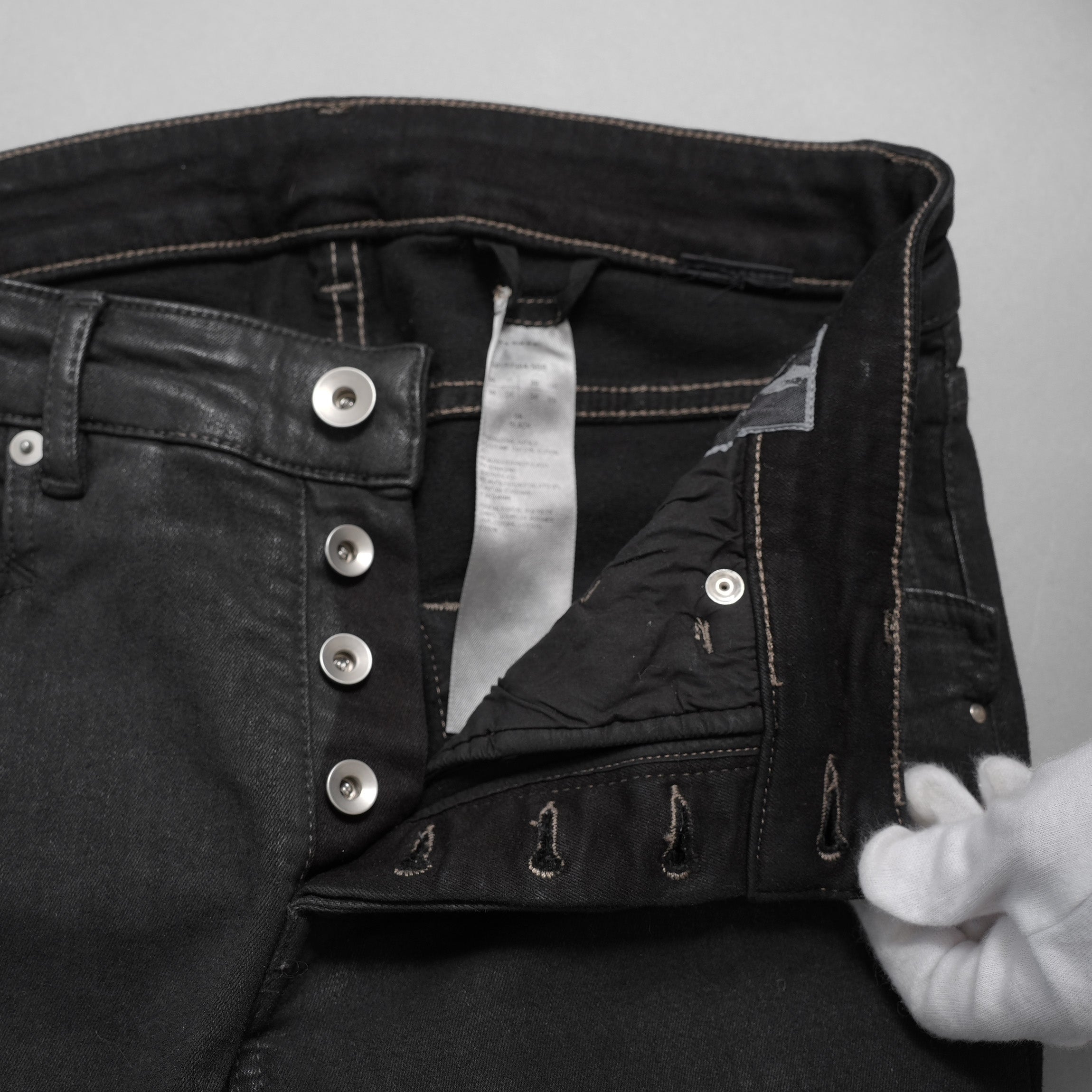 Rick Owens DRKSHDW ダークシャドウ / 美品 22SS TYRONE CUT コーティング スキニーデニム パンツ / DU01B7364-SBB / size 30 (BLACK)