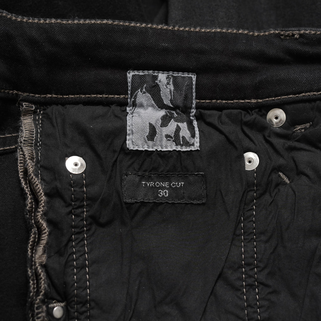 Rick Owens DRKSHDW ダークシャドウ / 美品 22SS TYRONE CUT コーティング スキニーデニム パンツ / DU01B7364-SBB / size 30 (BLACK)