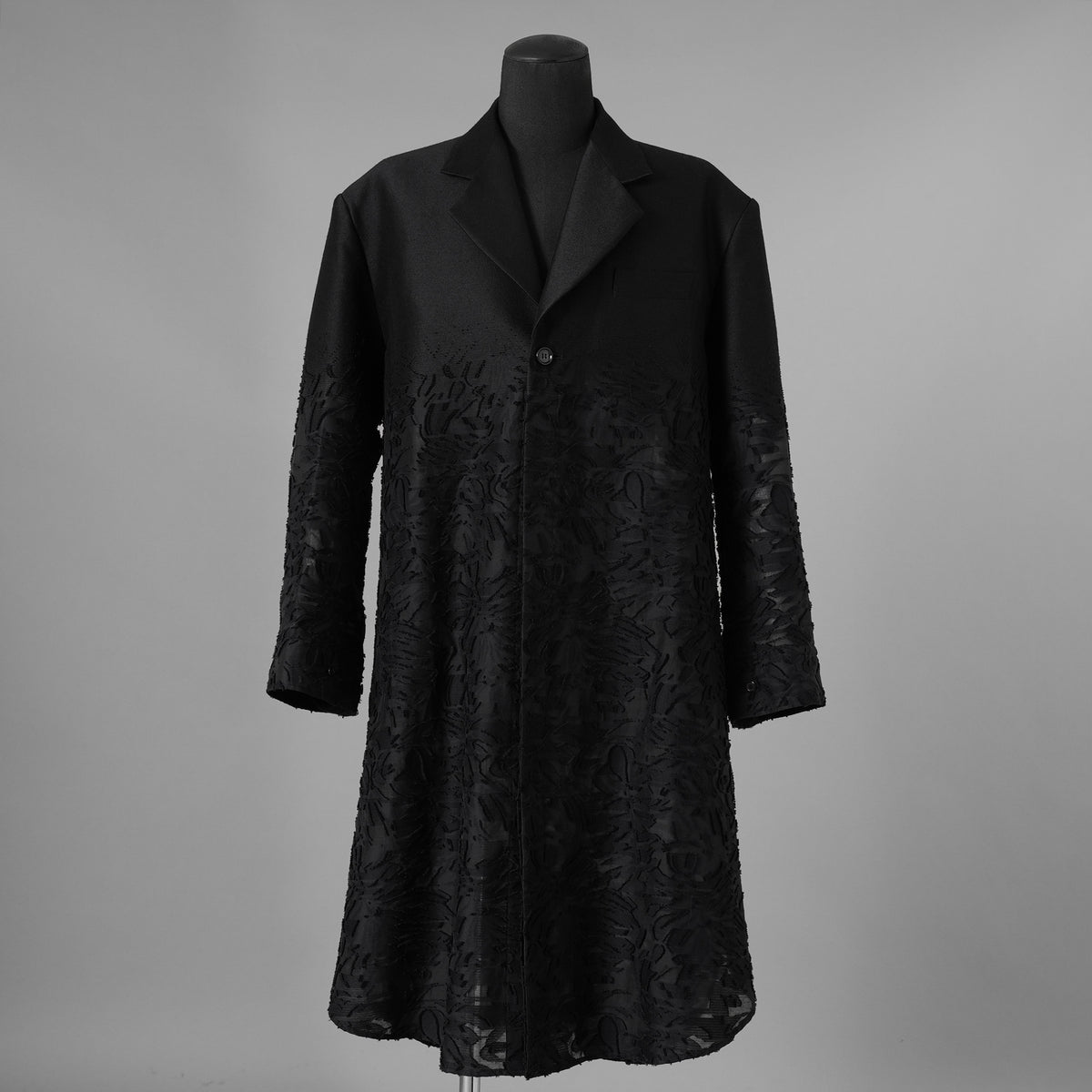 TAAKK ターク / 美品 24AW JACKET LONG SHIRT ウール ジャガード切替 ロング ジャケットシャツ コート / TA24AW-JK005 / size 2 (BLACK) 352124-in-ue