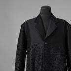 TAAKK ターク / 美品 24AW JACKET LONG SHIRT ウール ジャガード切替 ロング ジャケットシャツ コート / TA24AW-JK005 / size 2 (BLACK) 352124-in-ue