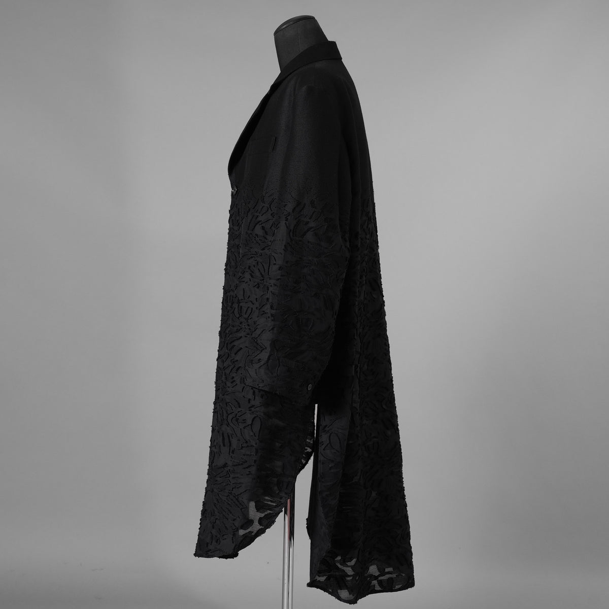 TAAKK ターク / 美品 24AW JACKET LONG SHIRT ウール ジャガード切替 ロング ジャケットシャツ コート / TA24AW-JK005 / size 2 (BLACK) 352124-in-ue