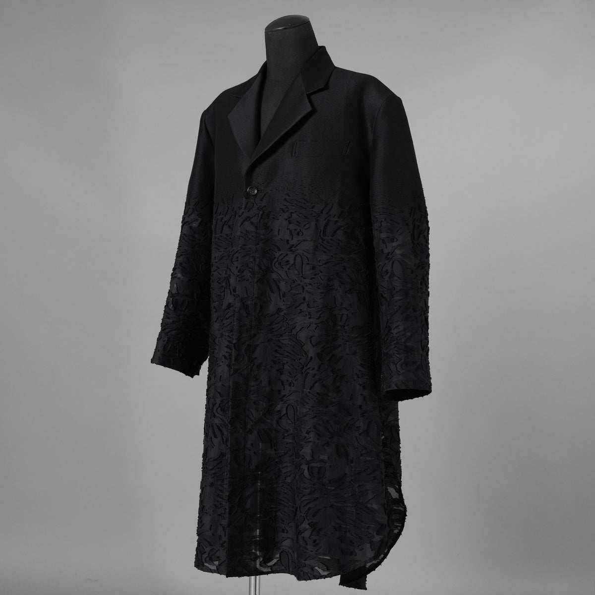 TAAKK ターク / 美品 24AW JACKET LONG SHIRT ウール ジャガード切替 ロング ジャケットシャツ コート / TA24AW-JK005 / size 2 (BLACK) 352124-in-ue