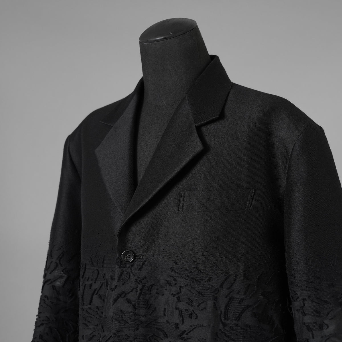 TAAKK ターク / 美品 24AW JACKET LONG SHIRT ウール ジャガード切替 ロング ジャケットシャツ コート / TA24AW-JK005 / size 2 (BLACK) 352124-in-ue