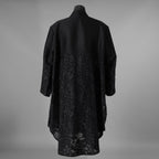 TAAKK ターク / 美品 24AW JACKET LONG SHIRT ウール ジャガード切替 ロング ジャケットシャツ コート / TA24AW-JK005 / size 2 (BLACK) 352124-in-ue
