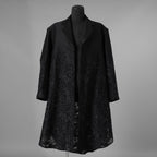 TAAKK ターク / 美品 24AW JACKET LONG SHIRT ウール ジャガード切替 ロング ジャケットシャツ コート / TA24AW-JK005 / size 2 (BLACK) 352124-in-ue