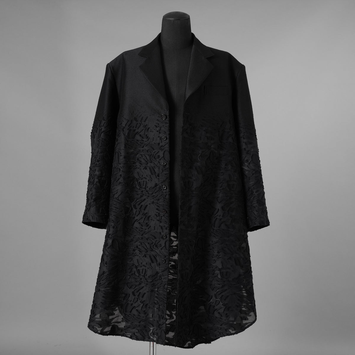 TAAKK ターク / 美品 24AW JACKET LONG SHIRT ウール ジャガード切替 ロング ジャケットシャツ コート / TA24AW-JK005 / size 2 (BLACK) 352124-in-ue