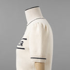 Christian Dior クリスチャンディオール / 21SS ロゴ 刺繍 カシミヤ混ウール 半袖ニット / 154S09AM305 / size 42 (IVORY) レディース