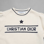 Christian Dior クリスチャンディオール / 21SS ロゴ 刺繍 カシミヤ混ウール 半袖ニット / 154S09AM305 / size 42 (IVORY) レディース