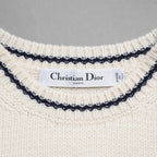 Christian Dior クリスチャンディオール / 21SS ロゴ 刺繍 カシミヤ混ウール 半袖ニット / 154S09AM305 / size 42 (IVORY) レディース