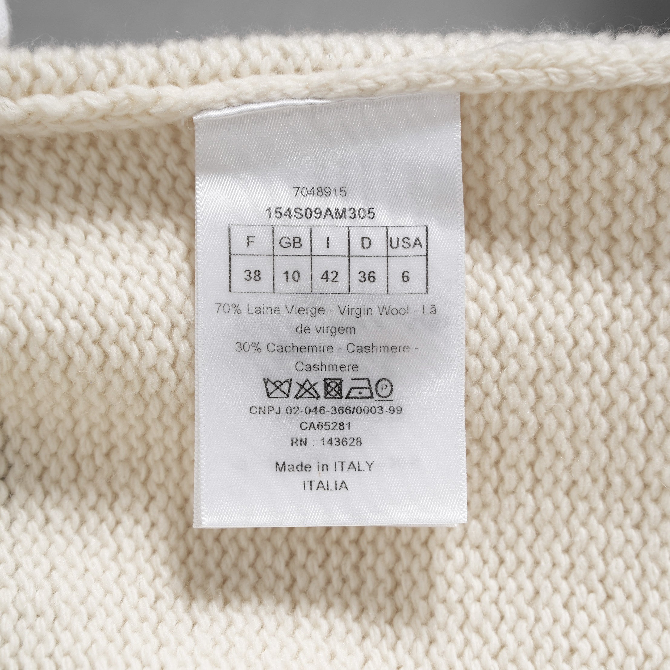 Christian Dior クリスチャンディオール / 21SS ロゴ 刺繍 カシミヤ混ウール 半袖ニット / 154S09AM305 / size 42 (IVORY) レディース