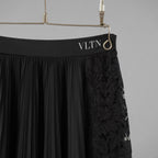 VALENTINO ヴァレンティノ / 美品 21SS VLTNロゴ プリーツ＆レース スカート / VB3MD02T668 / size XS (BLACK) レディース